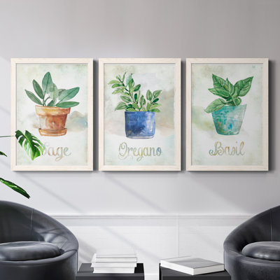 " Potted Basil " 3 - Pieces