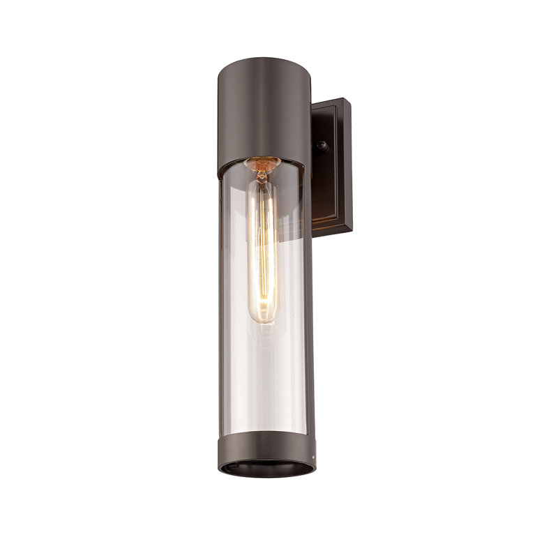 Hester Outdoor Aluminum Wall Light, Powder Coated Bronze, 11.8" H x 4.3" W x 4.3" D