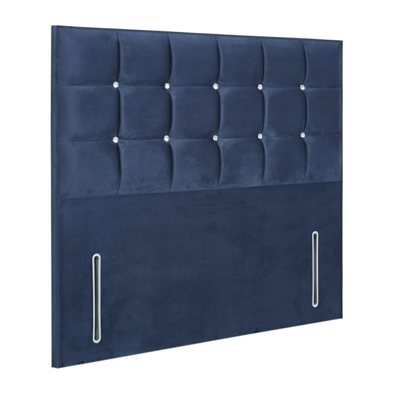 Glamour Upholstered Headboard, Double (4'6'), Plush Navy, Velvet