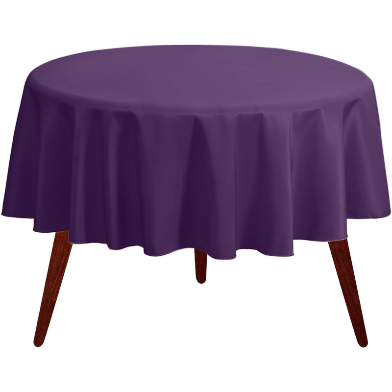 Ambee Round No Pattern Polyester Tablecloth, 70" Round, Purple