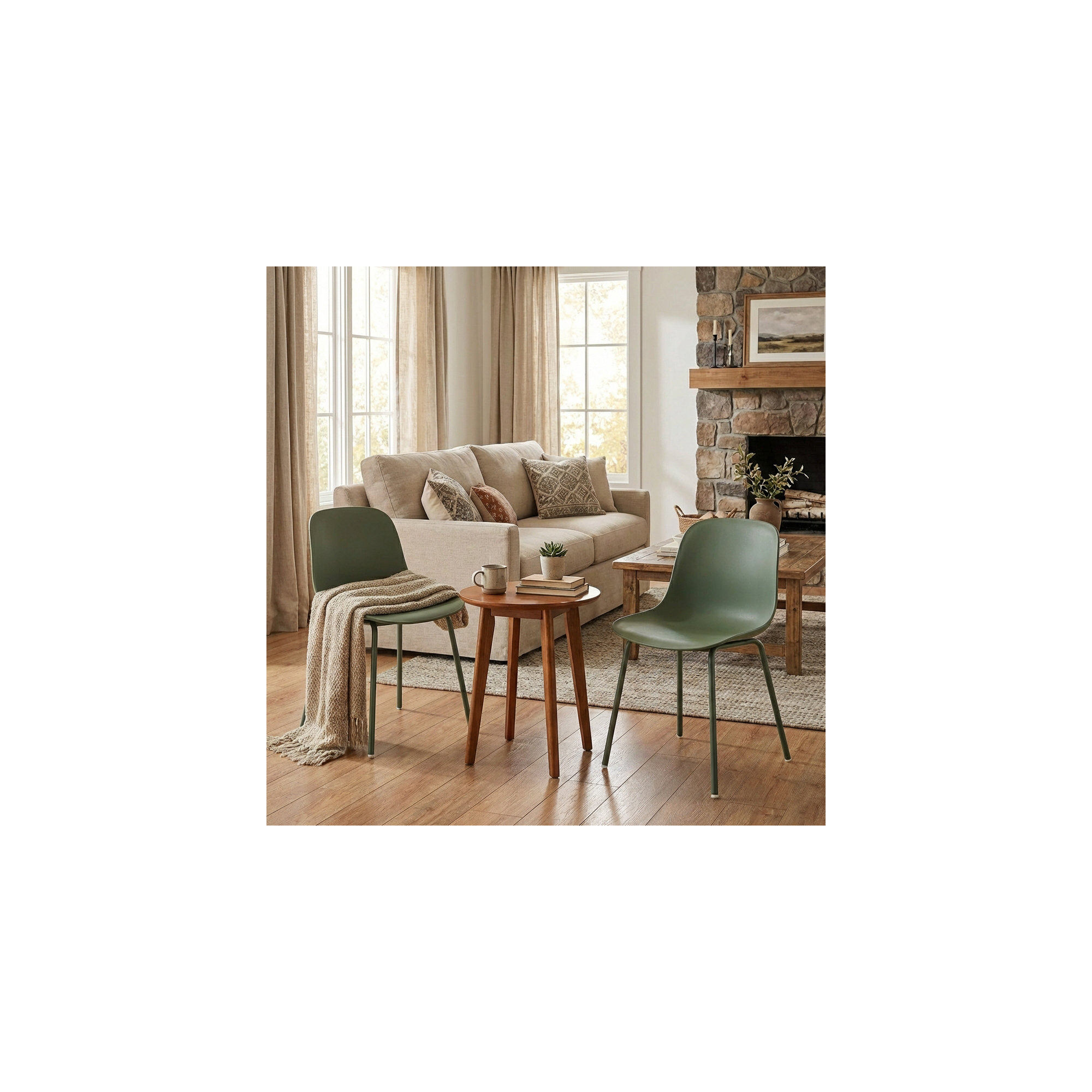 Meli Armless Dining Chairs, Green