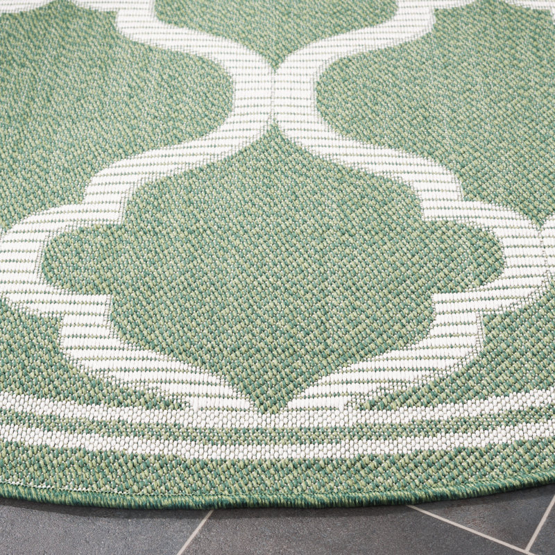 Jaxzen Performance Machine Washable Geometric Indoor/Outdoor Area Rug, Round 6'7" 
