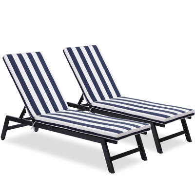Anderson 2Pcs Lounge Chair Back Cushions, , Breathable & Protected, Removable Zipper Cover For Cleaning, Resilient Sponge Padding, Adjustable Straps Garden Furniture Chaise Cushion - Sun-, Fade, Cleanable