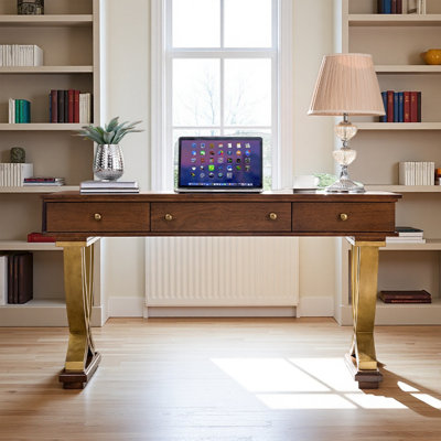 Simple And Retro Rubberwood Solid Wood Desk