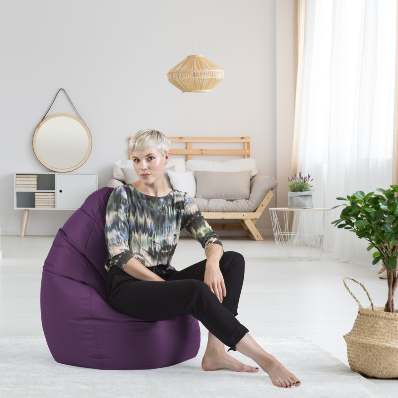 Brava Standard Bean Bag Chair & Lounger, Purple 100% Polyester