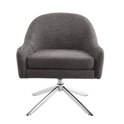 Dezrae Mid Century Solid Swivel Accent Chair with Metal Legs