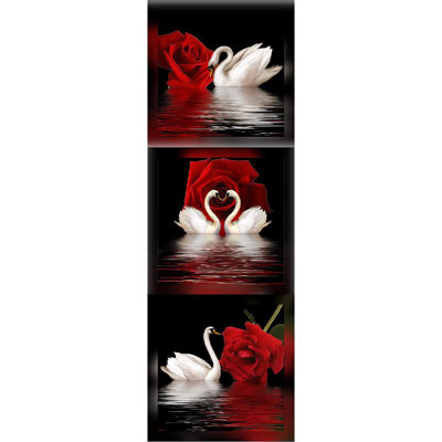 Beautiful Romantic Swans - 3 Piece Wrapped Canvas Photograph Set -  Mercer41, 55721E288E8E415D878A66AF0B4A16AF
