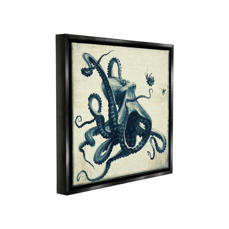 «Vintage Maritime Octopus Floater Frame» par Vlad Mel sur toile, Cadre flottant noir de jais, H 25 po x l 25 po