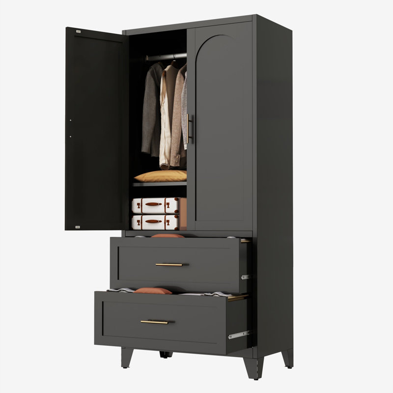 Garde-robe avec 2 tiroirs et tringle