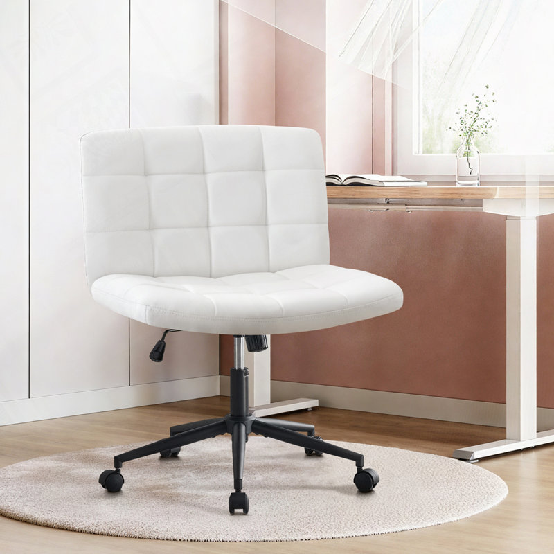 Chaise de bureau pivotante Deondrae, Cuir, White