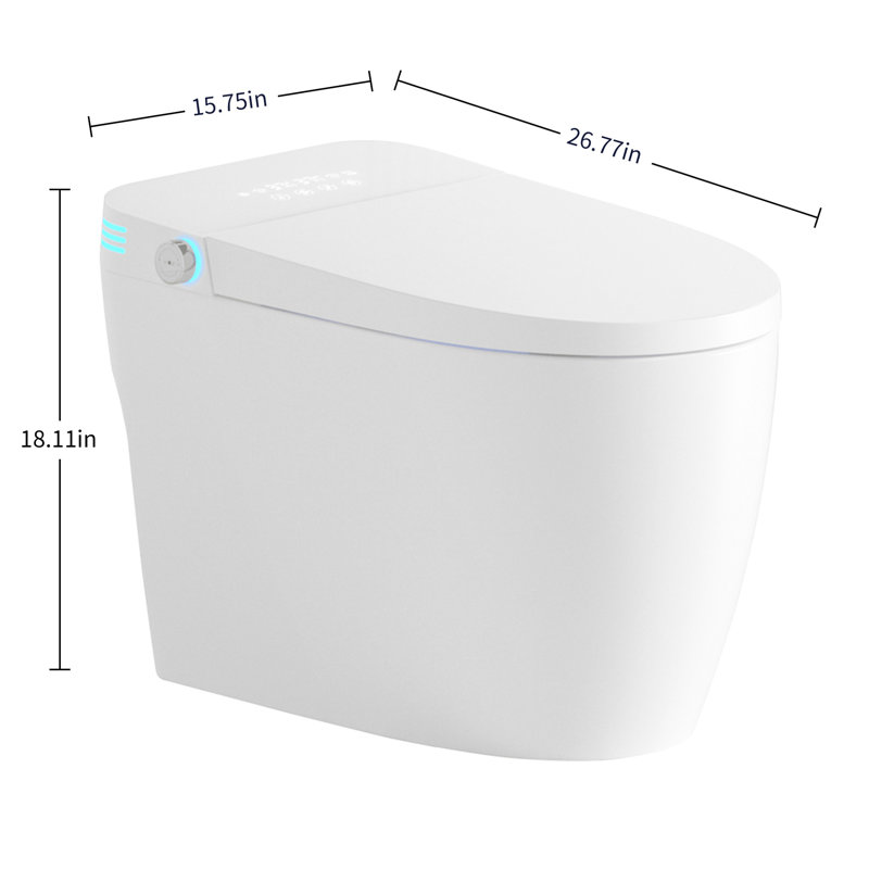 Smart One - Piece Bidet Toilet Seat With Built In Bidet, Auto Flush Function, Heated For Comfort, Warm Water Wash And Adjustable Dry, Various Modes Like Female Wash, Rear Night Use, Digital Display,
