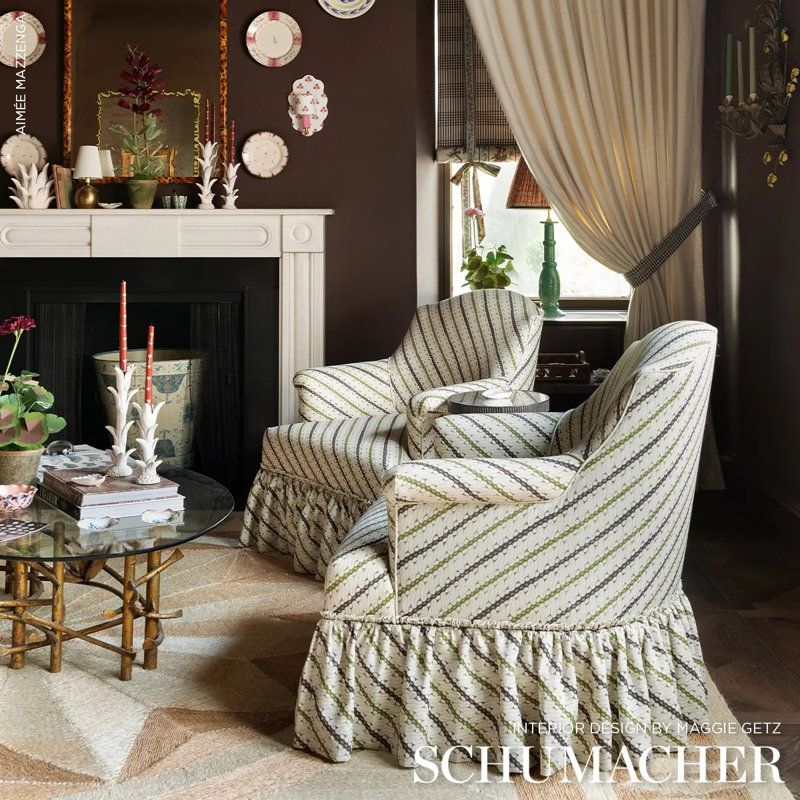 Schumacher X Rita Konig Ronnie Fabric, Green