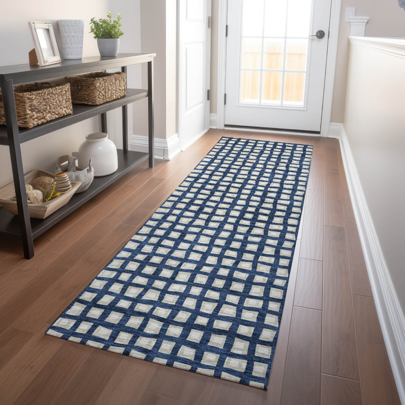 Premium Machine Washable Parramatta Blue Rug, Runner 2'3" x 7'6"