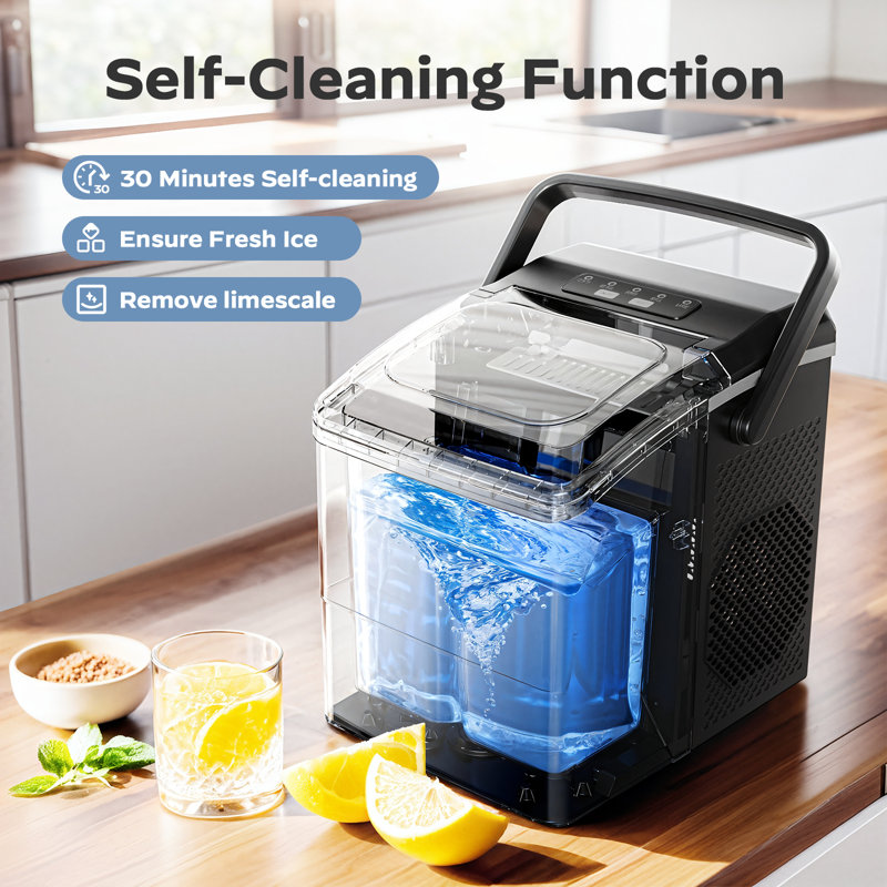 26 Lbs 2 sizes of bullet ice Maker, Camping and Party Ice Maker with Handle,  Kitchen Portable Ice Maker Machine with Self-Cleaning