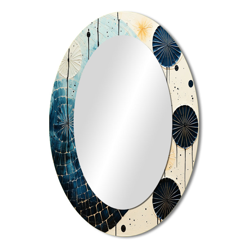 Miroir mural moderne bleu sarcelle Mid Century Minimalist Rain III, 36 po x 24 po