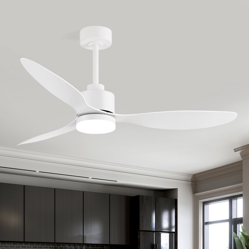Loritta 3-Blade Ceiling Fan with Light, 52" Wide, White