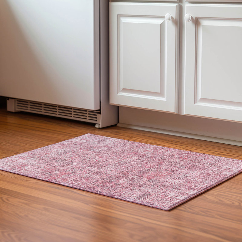 Premium Machine Washable Cerrito AMF611 Pink Runner Rug, Rectangle 1'8" x 2'6"