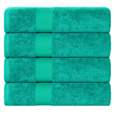 Certified Egyptian Cotton Medium Weight Solid Luxury 4 Piece Bath Towel Set