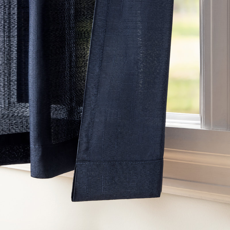 Loha GT Aaliyah Solid Color Semi-Sheer Grommet Curtain Panels, 52" W x 84" L, Peacoat Blue