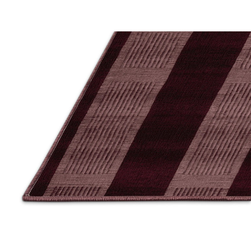 Tapis rouge à carreaux lavable à la machine, Rond 3 pi
