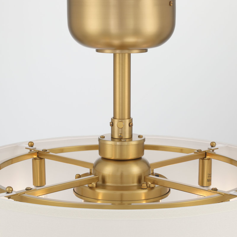 20'' Raia - Drum Shade Ceiling Fan with Remote Control and Light Kit Included, Aged Brass