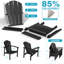 Chaise d'extérieur Adirondack Hdpe résistante aux intempéries noire (ensemble de 4)-332107874