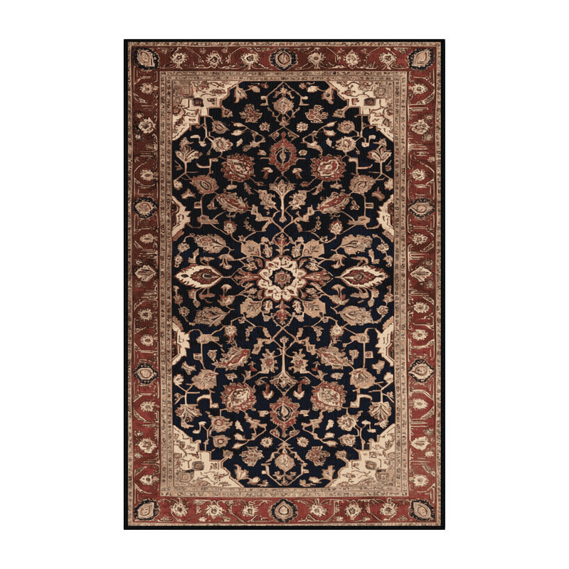 Machine Washable Persian Brown Area Rug, Rectangle 5' x 7'