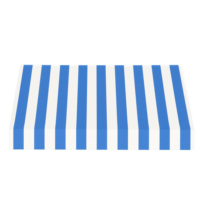 Auvent fixe en tissu acrylique New Yorker Awntech, H 24 po x l 124,5 po x P 48 po, Rayures bleu vif / blanc