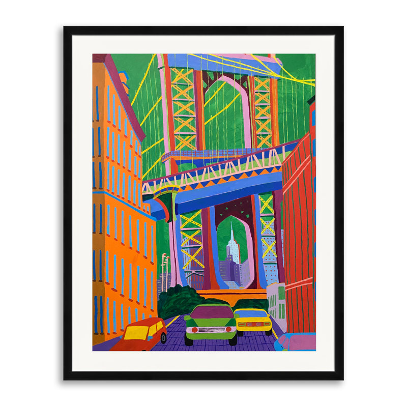 «Manhattan Bridge» par Sue Graef - Peinture, Blanc mat, H 31,25 po x l 25,25 po