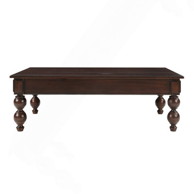 Rectangular Wooden Coffee Table With Storage Drawer, Vintage Cocktail Table With Gourd-Shaped Legs For Living Room,No-Tools Assembly