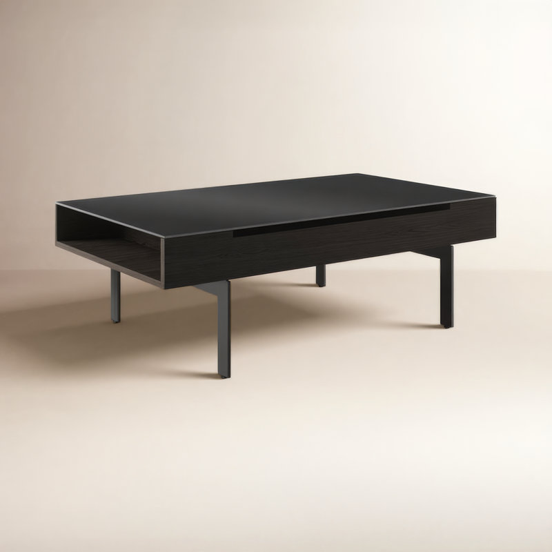 Table basse Reveal, Bois de frêne teint gris anthracite
