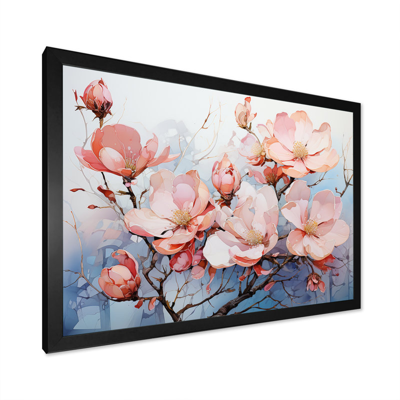 Luxuri Magnolia Tranquility sur impression sur toile, H 30 po x l 40 po x P 1,5 po, Cadre simple noir
