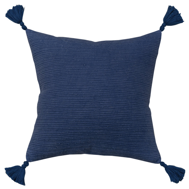 Tassels Throw Pillow, Navy