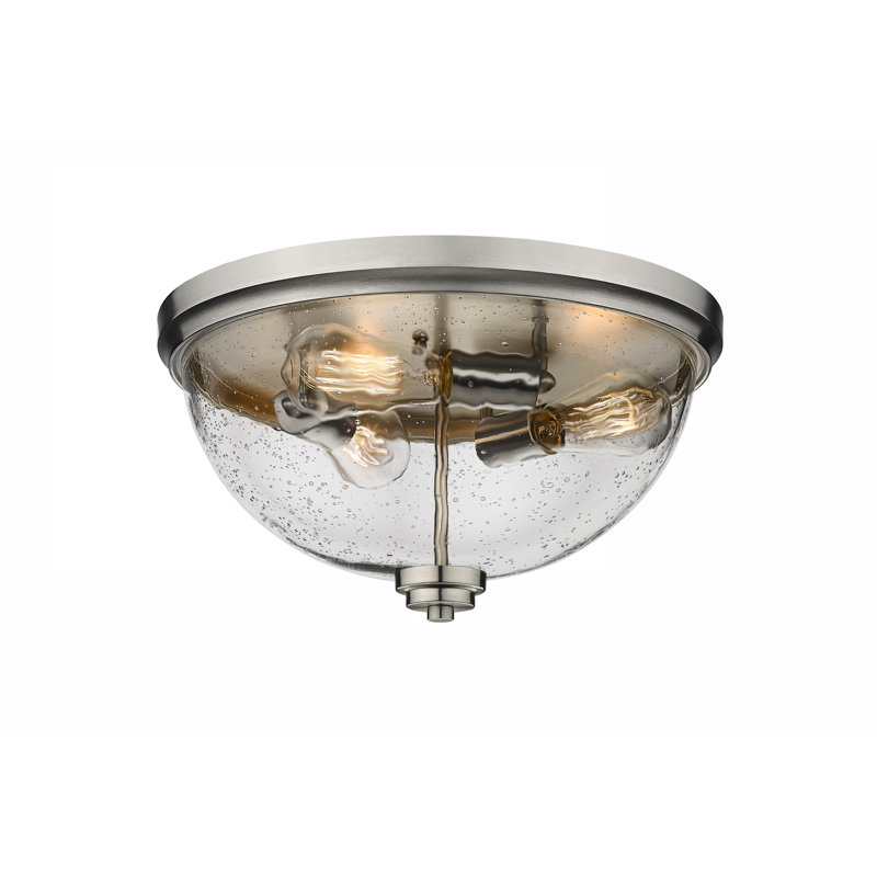 Plafonnier encastré, avec verre à bulles transparent, Nickel brossé, H 8,5 po x l 8,5 po x P 16 po
