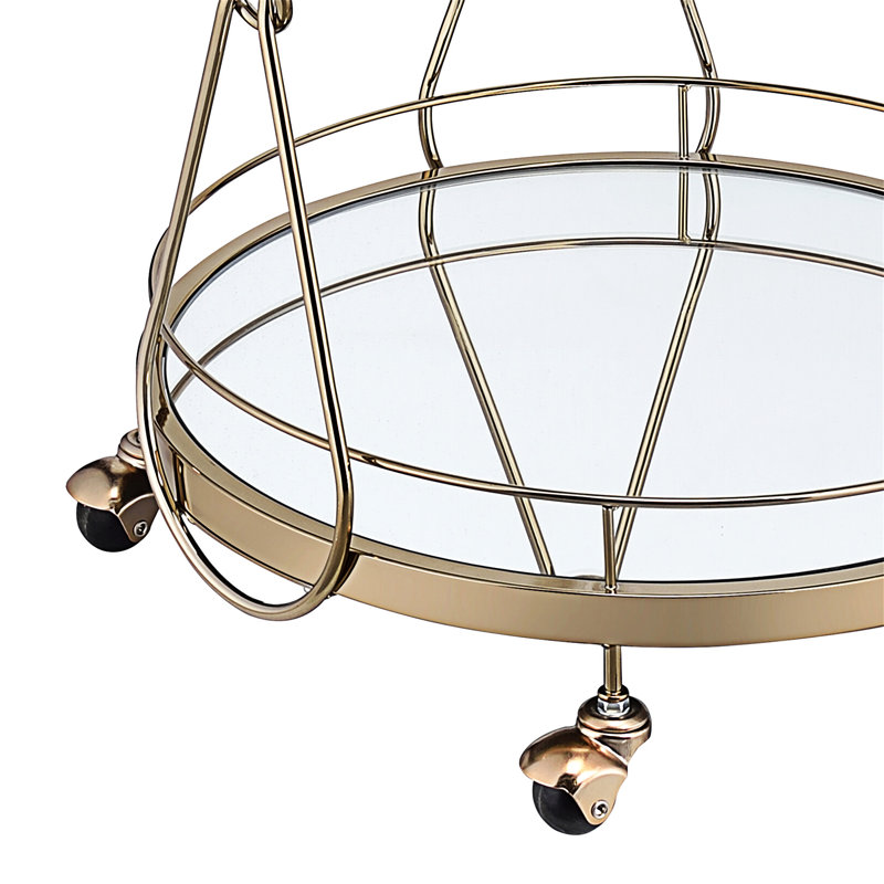 Zekera Champagne Finish Serving Cart(No Include Stool)