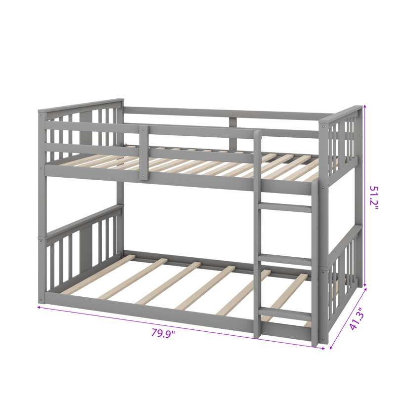 Twin-Over-Twin Bunk Bed Showcasing A Strong Ladder Structure, Gray