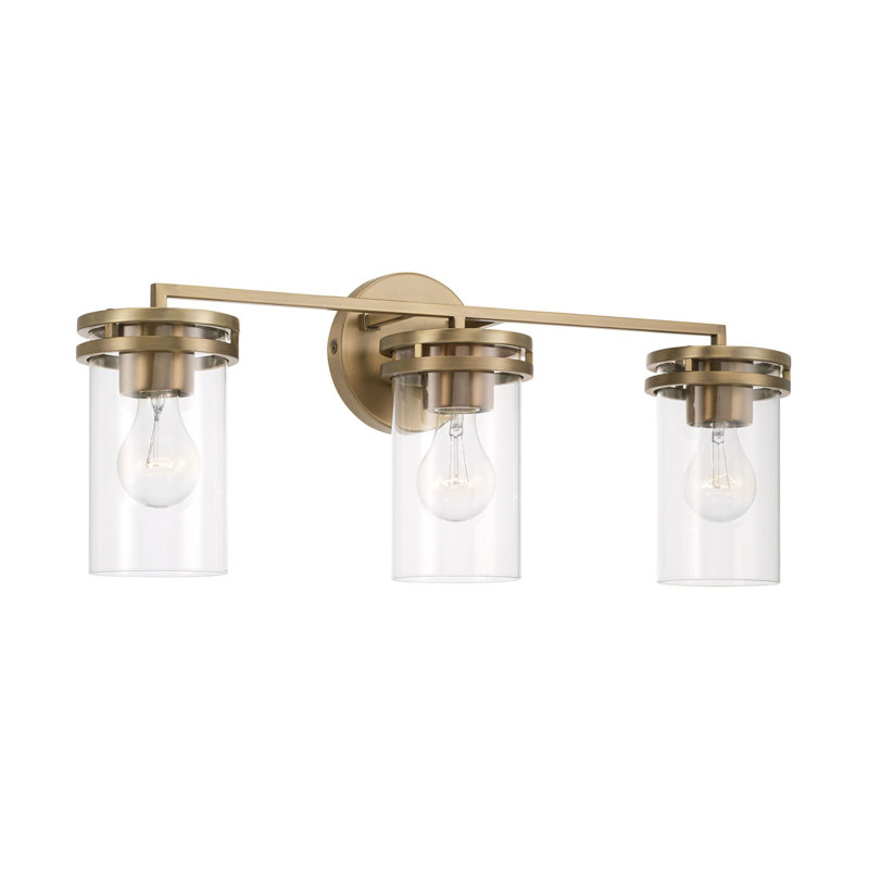 Éclairage pour meuble-lavabo à 3 lumières à intensité variable Zirkel, Laiton vieilli