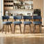 Tabouret de bar pivotant rembourré avec structure en bois massif et repose-pieds plaqué or-129235213
