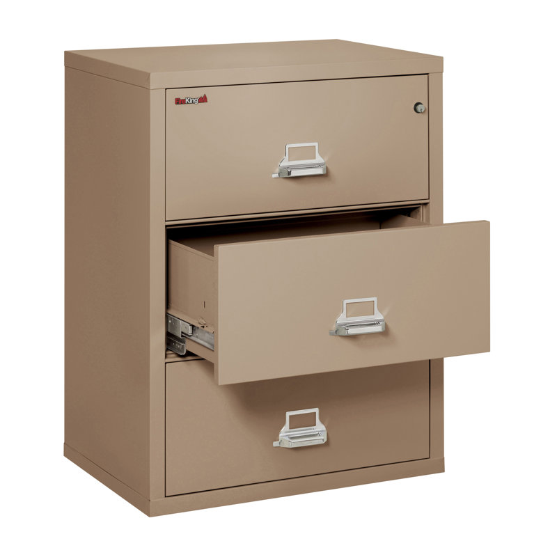 Fireproof 3 - Drawer File Cabinet, Taupe, Key Lock