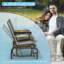 Banc oscillant d'extérieur pour 2 personnes, causeuse de balançoire de patio avec filet respirant, table, structure en acier pour le jardin, la cour, le porche, gris