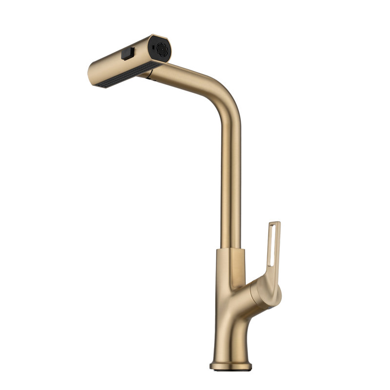Robinet de cuisine à cascade avec douchette extractible, robinet d'évier de cuisine à poignée simple avec douchette extractible, robinet de cuisine rotatif à 360 °