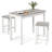 Ebern Designs 3 Pcs Bar Table Set Dining Table & 2 Linen Fabric Padded Bar Stools Faux Marble White