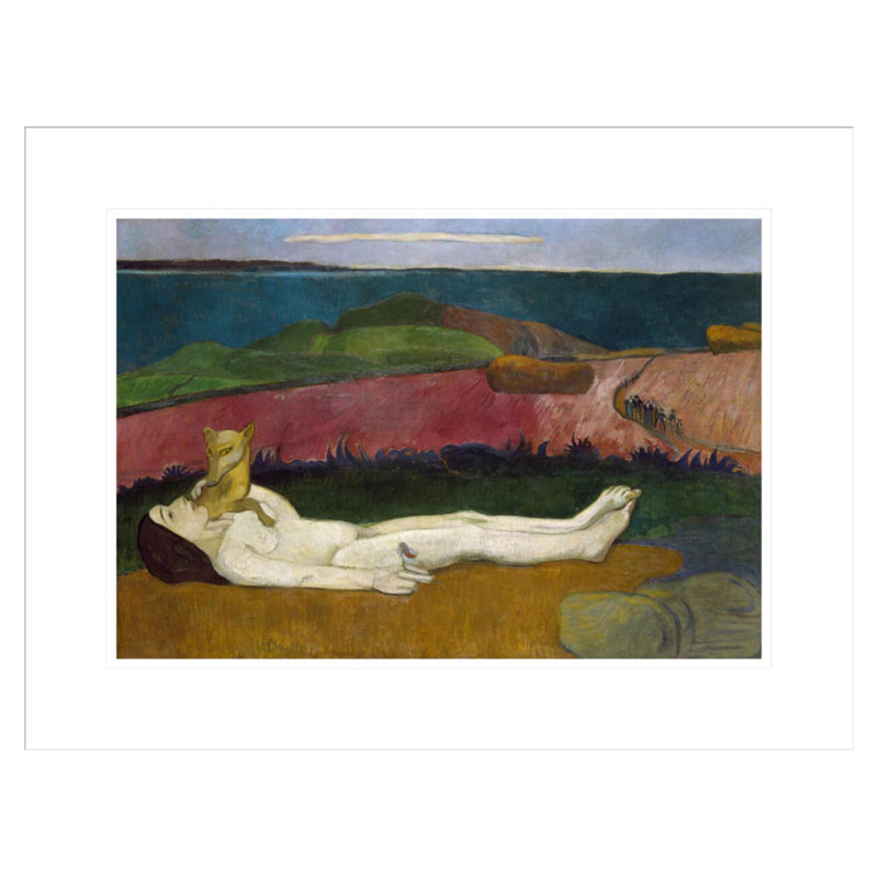 La perte de la virginité 1890-91 par Paul Gauguin - reproduction d'art encadrée, H 16,65 po x l 21,75 po