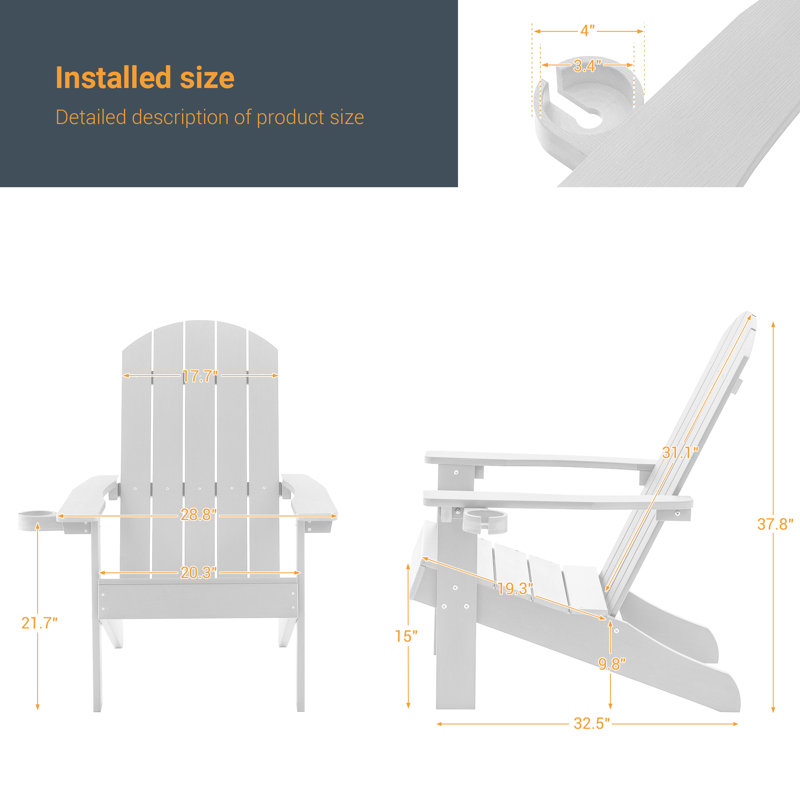 Kona Outdoor Adirondack Chair, White