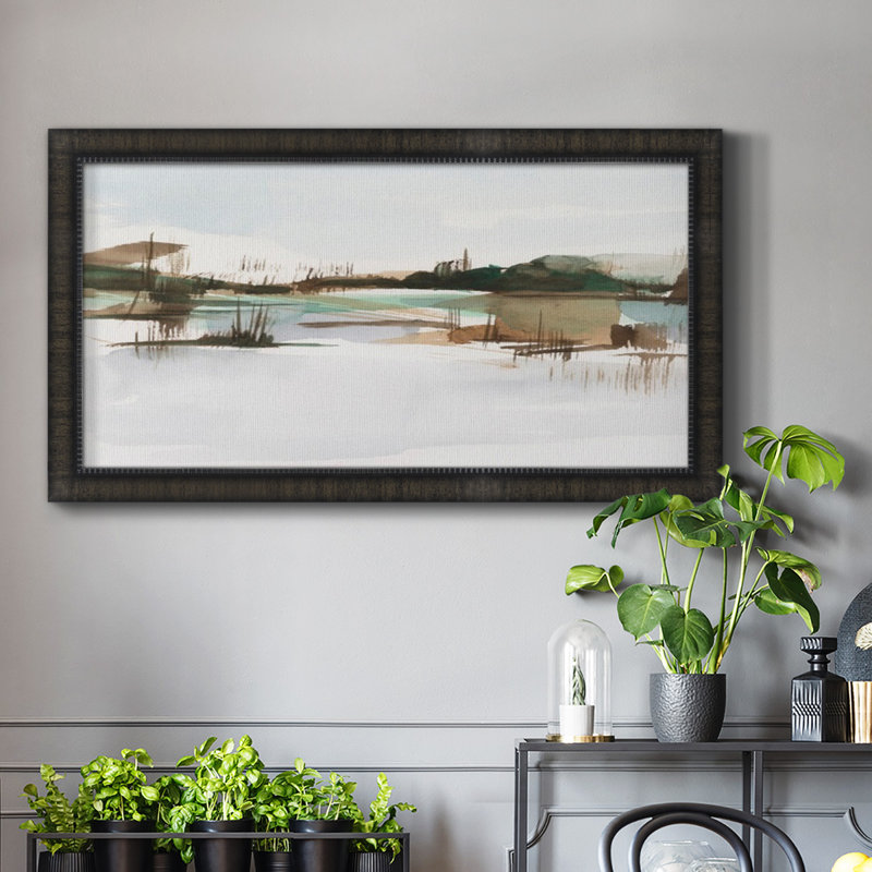 Toile Marsh Reeds II de qualité supérieure, prête à être accrochée, H 29 po x l 53 po x P 1 po, Noir