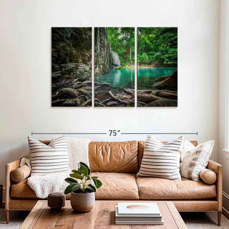 Paysage de cascade d'Erawan, H 36 po x l 57 po