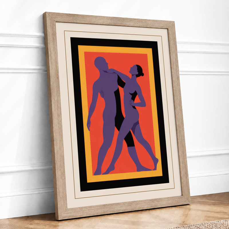 Dancefloor Embrace Modern - Framed Print, A3 - 42.0 x 29.7 cm, Oak