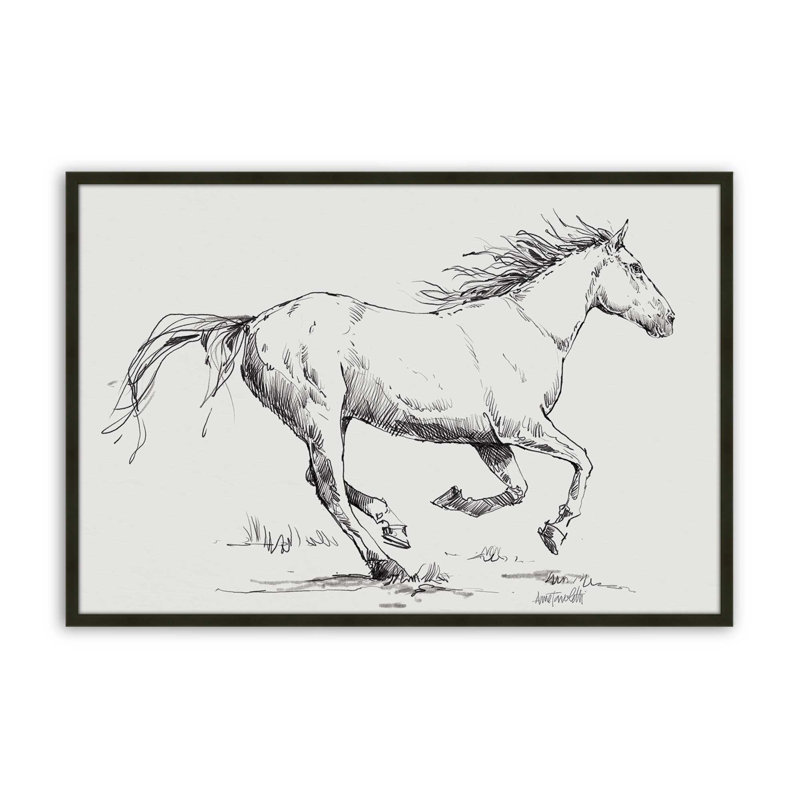 «Gallop S croquis» par Anne Tavoletti, reproduction d'art, H 24 po x l 32 po, Noir