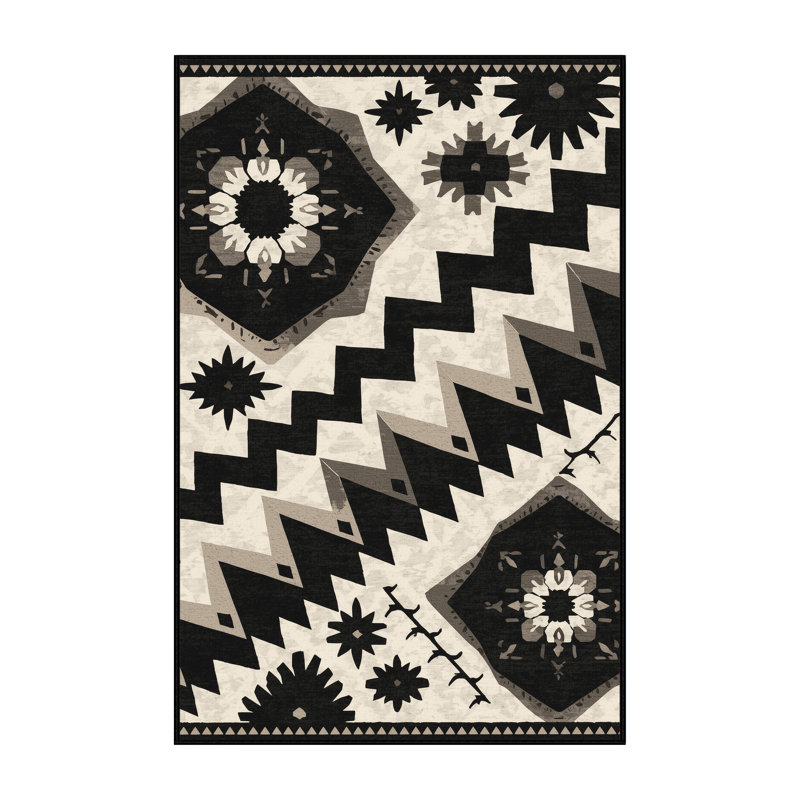 Tapis gris doux et moelleux à motif géométrique bohème Eilerman, 7 x 10