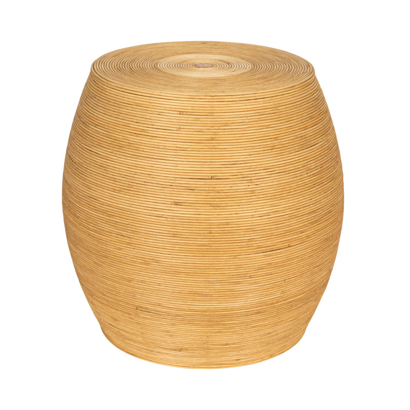 Marina Round Rattan Barrel Side Table, Natural